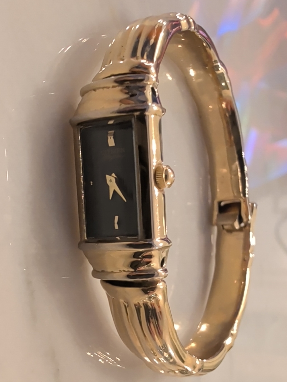Citizen Gold-Tone Bangle Watch with Black Dial